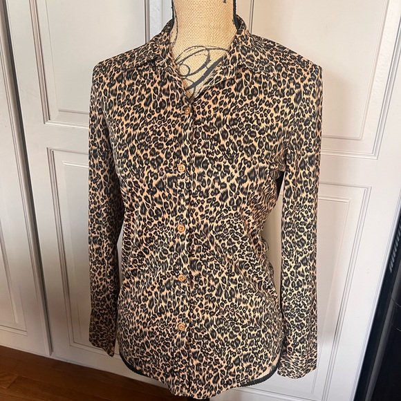 Express leopard print button polyester shirt Small - Picture 1 of 4